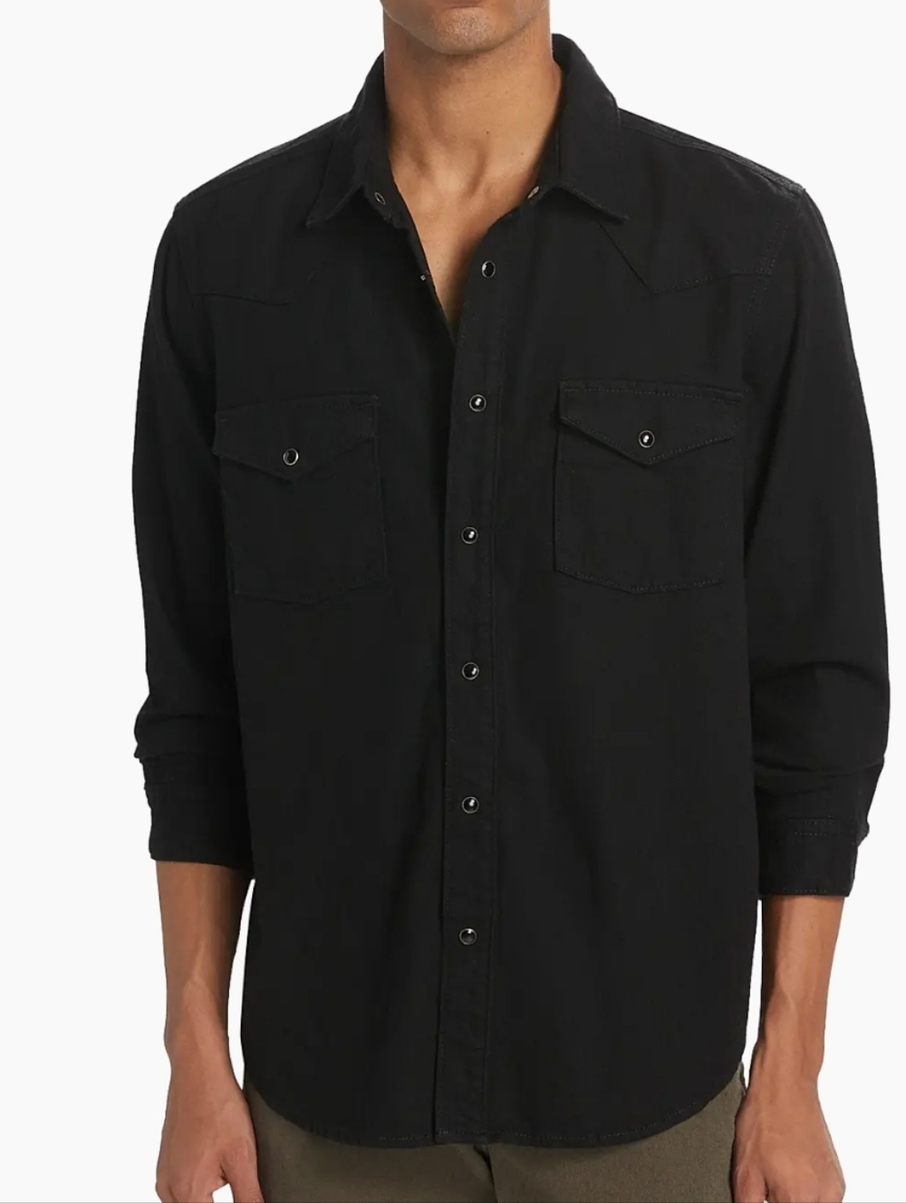 Frame Black Button-Up Western Denim Shirt